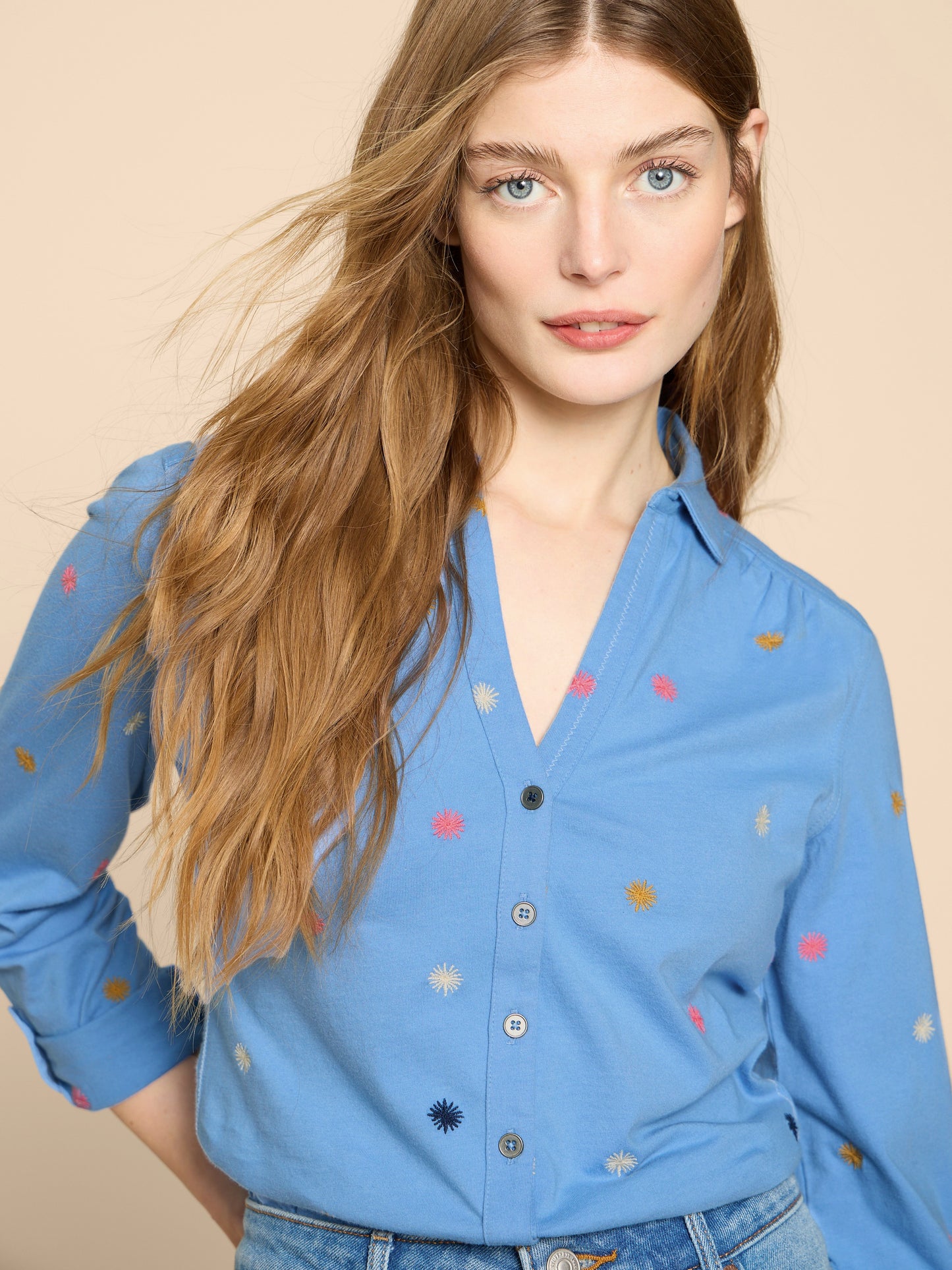 Annie Jersey Embroidered Shirt