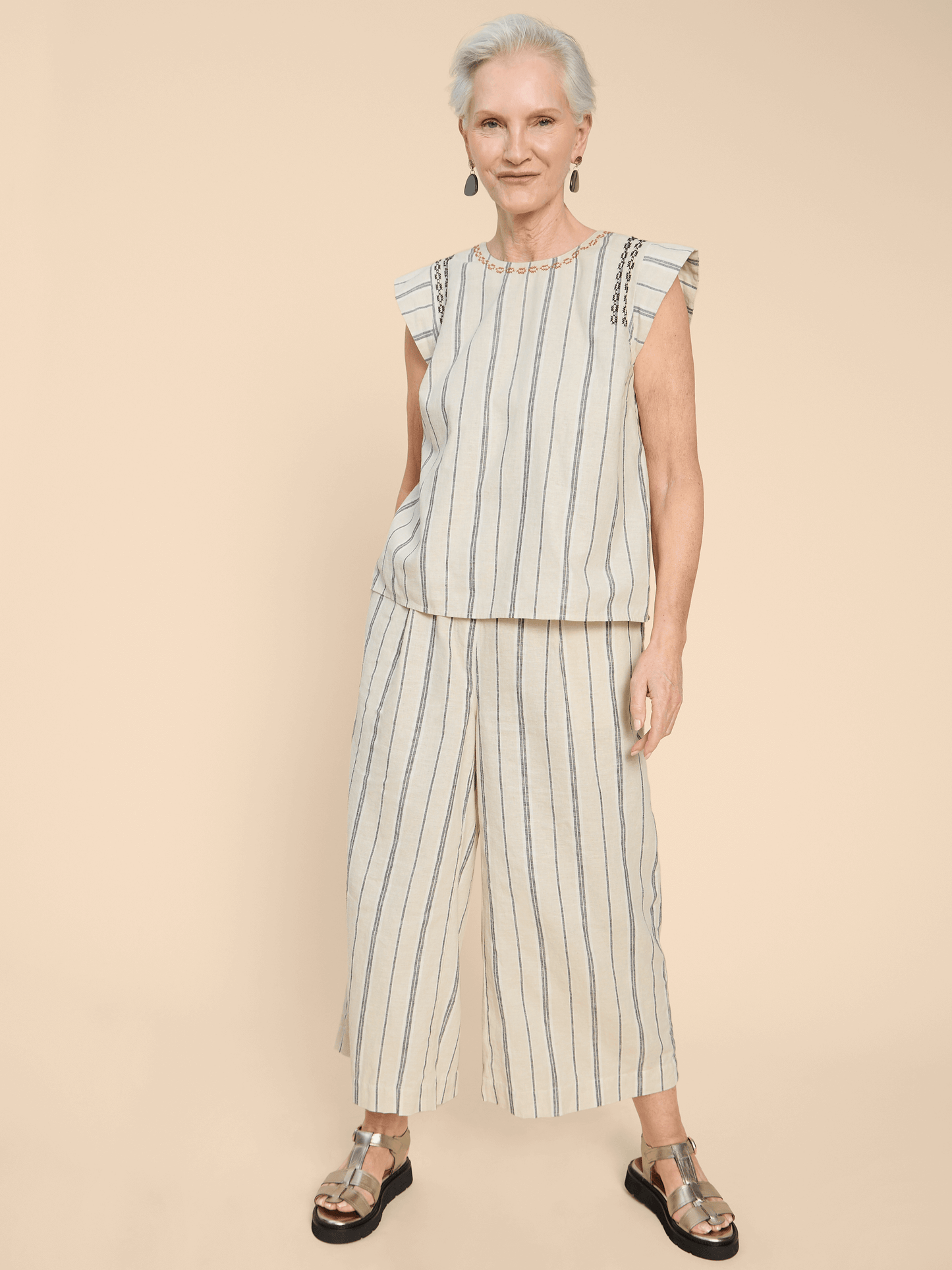 Carla Stripe Linen Blend Top