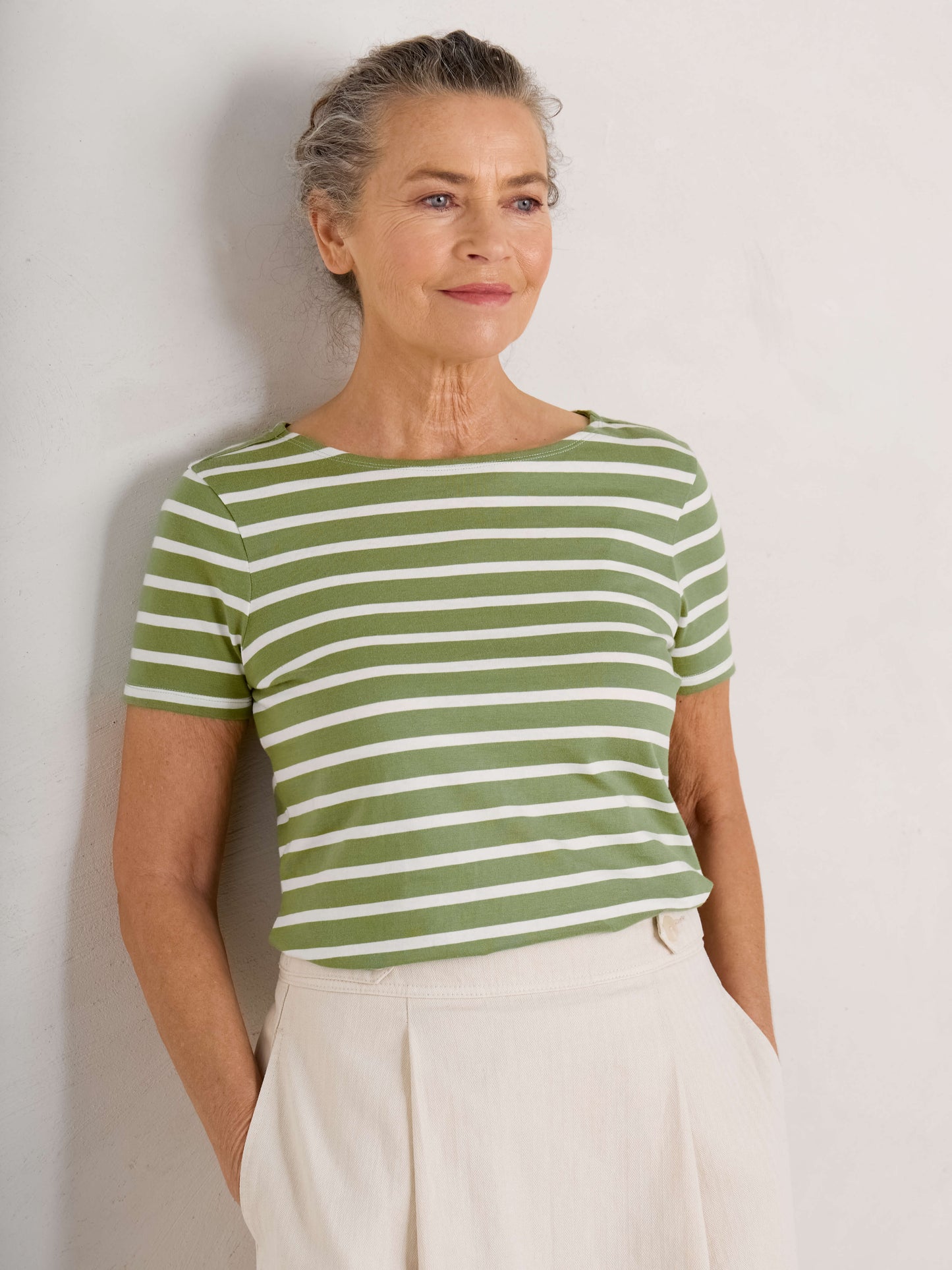 Sailor T-Shirt in Breton Dill Chalk