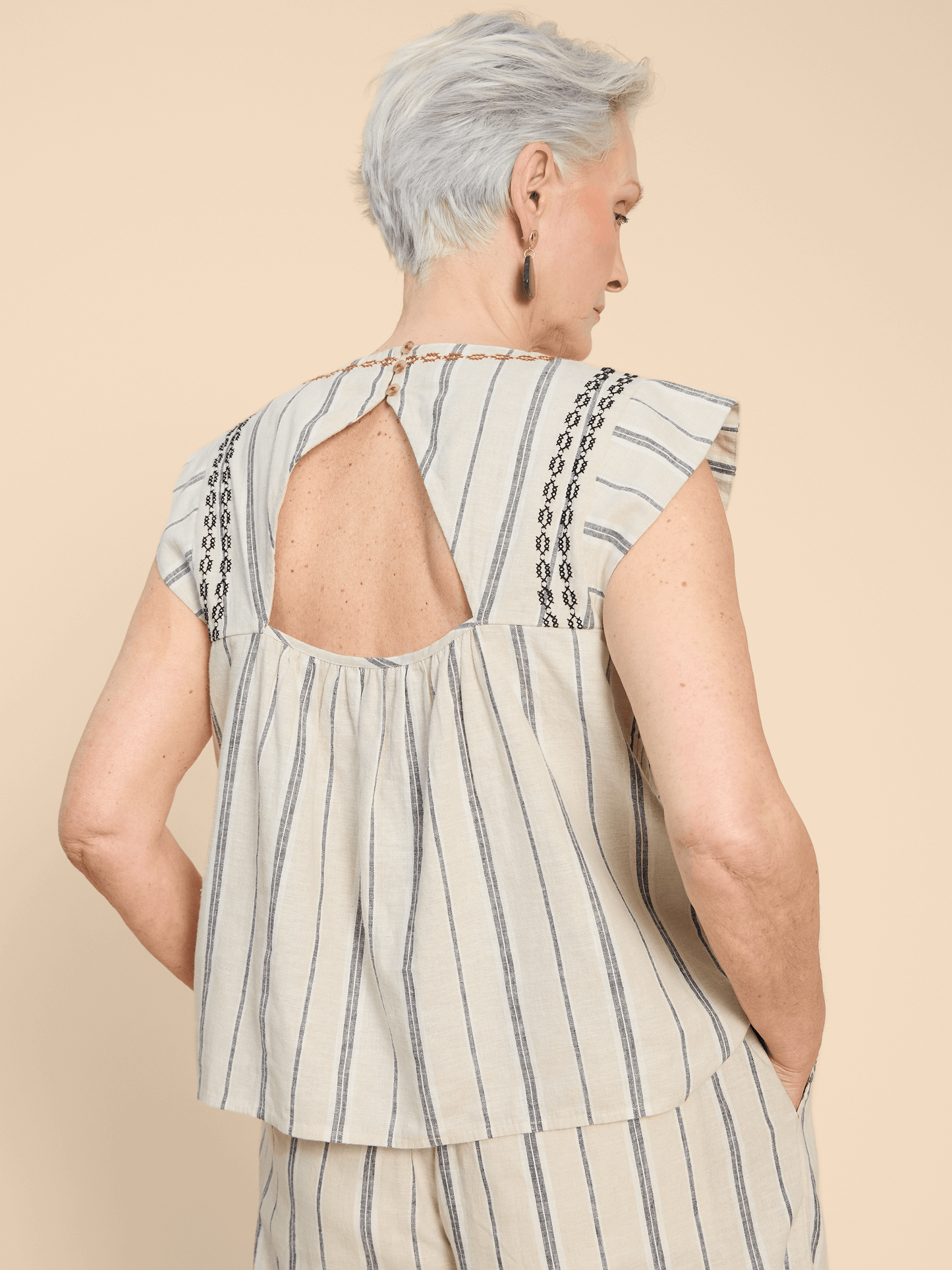 Carla Stripe Linen Blend Top