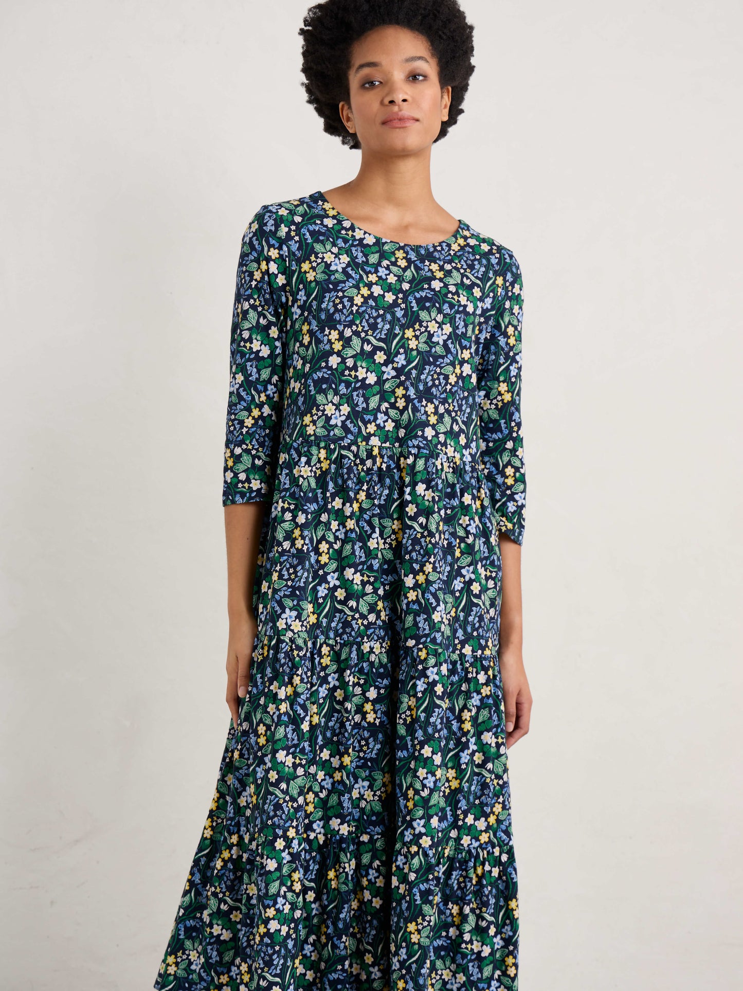 Line Strokes Dress in Woodland Carpet Marine