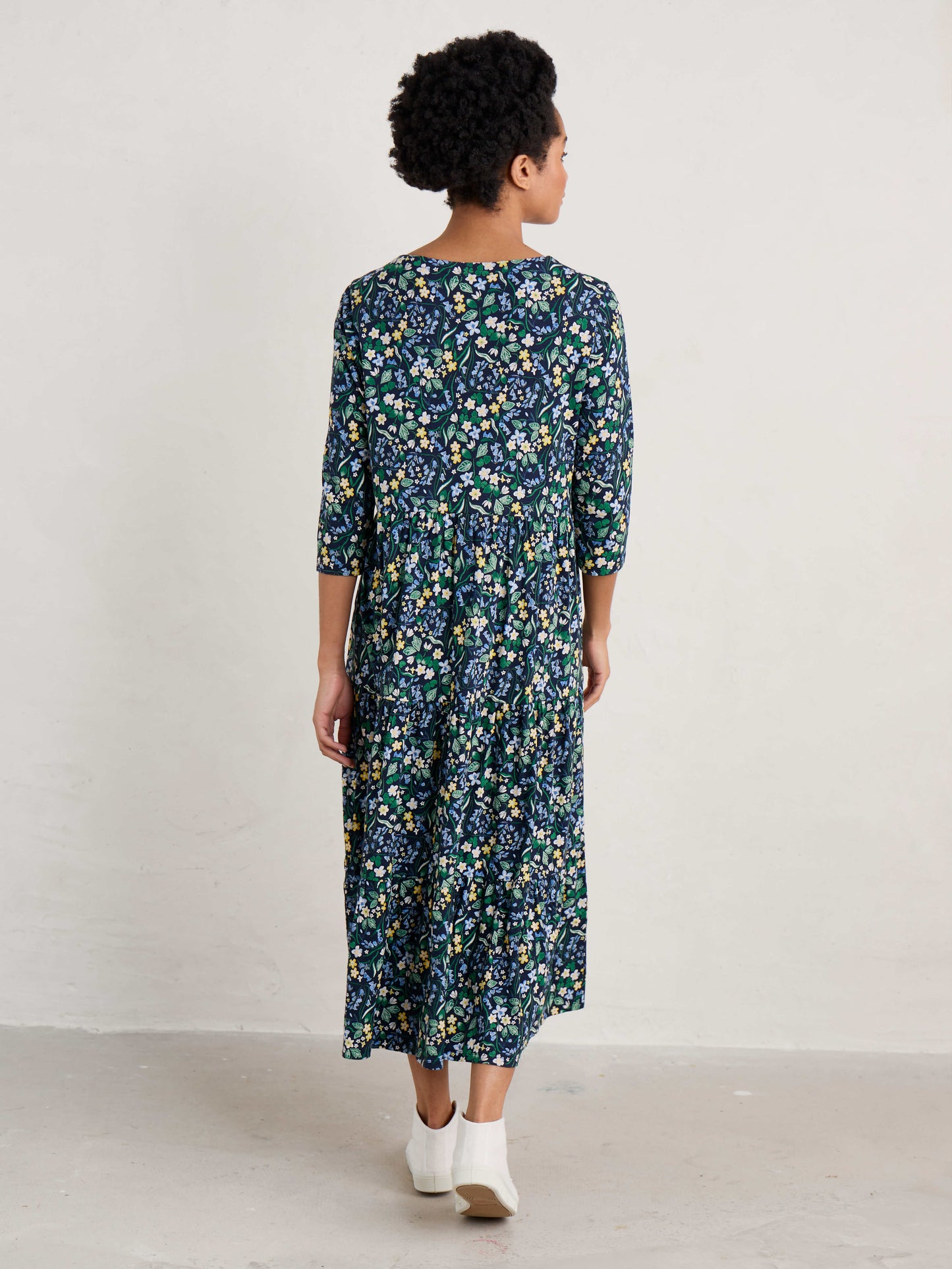 Line Strokes Dress in Woodland Carpet Marine