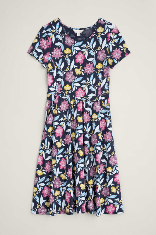 April Dress in Stone Flower Maritime